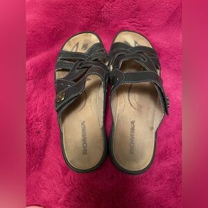 Romika Black and Tan Leather Sandals